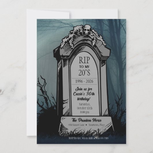 RIP to My 20s Birthday Party 招待状 (正面)