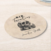 RIP Twentiesヴィンテージスカル30th Birthdayパーティー ラウンドペーパーコースター (アングル)