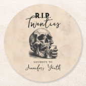 RIP Twentiesヴィンテージスカル30th Birthdayパーティー ラウンドペーパーコースター (正面)