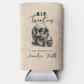 RIP Twenties おもしろ ヴィンテージ スカル 誕生日 スリム缶クーラー (正面)