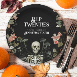 RIP Twenties スケルトン フラワー 30歳の誕生日パーティー ペーパープレート