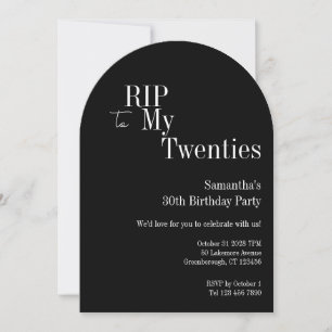 RIP Twenties パーティー 30歳の誕生日 ブラック ホワイト 招待状
