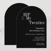 RIP Twenties パーティー 30歳の誕生日 ブラック ホワイト 招待状 (正面/裏面)