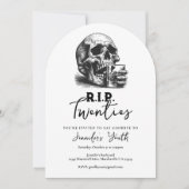 RIP Twenties ビンテージ ドクロ 30歳の誕生日パーティー 招待状 (正面)