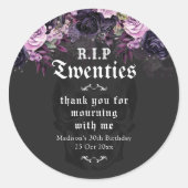 RIP Twenties フラワー 30歳の誕生日パーティー ラウンドシール (正面)