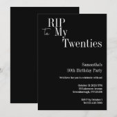 RIP Twenties 30歳の誕生日パーティー 黒と白 招待状 (正面/裏面)