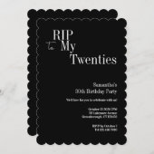 RIP Twenties 30th Birthday Party Black White 招待状 (正面/裏面)