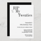 RIP Twenties 30th Birthday Party Minimal 招待状 (正面/裏面)