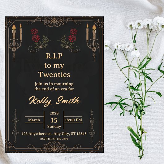 RIP Twenties Fun 30th Birthday Invitation 招待状