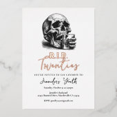 RIP Twenties Halloween Skull 30th Birthday Party 箔招待状 (正面)