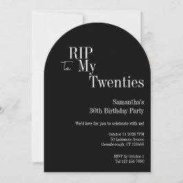 RIP Twenties Party 30th Birthday Black White 招待状