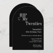 RIP Twenties Party 30th Birthday Black White 招待状 (正面/裏面)