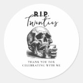 RIP Twenttiesヴィンテージスカル誕生日ありがとう ラウンドシール (正面)