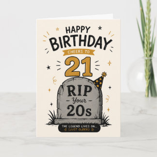 RIP Your 20s – おもしろいトレンディな21歳の誕生日カード カード