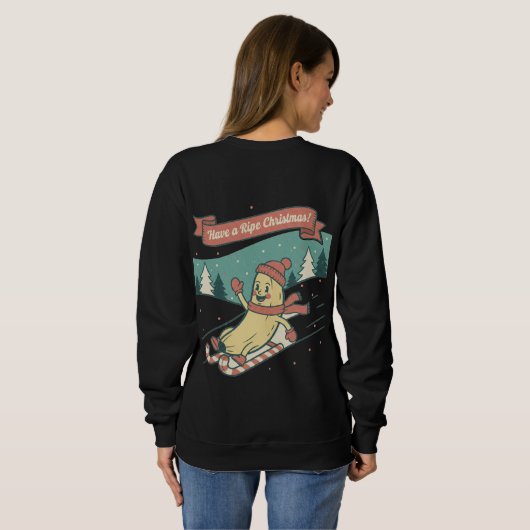 Ripe Christmas Banana Skiing Retro Cartoon Hoodies スウェットシャツ (裏面フル)