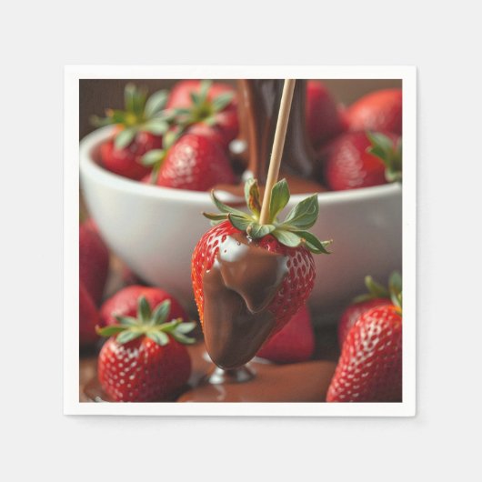 Ripe Strawberry Dipped In Chocolate スタンダードカクテルナプキン (正面)