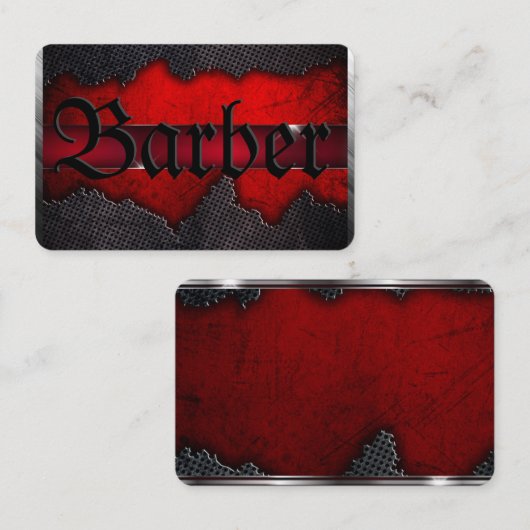 Ripped Gray Metal over深いRed on a 名刺 (正面/裏面)