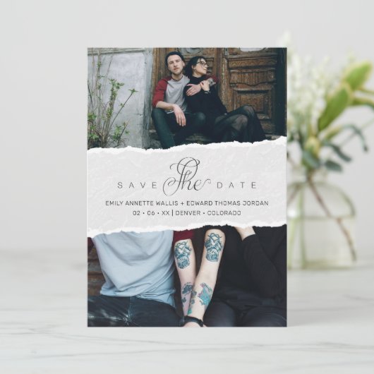 Ripped Paper Effect Wedding Custom Photo Script (スタンド正面)