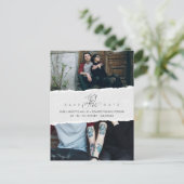 Ripped Paper Effect Wedding Custom Photo Script インビテーションポストカード (スタンド正面)