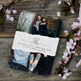 Ripped Paper Effect Wedding Custom Photo Script マグネット
