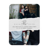 Ripped Paper Effect Wedding Custom Photo Script マグネット (縦)