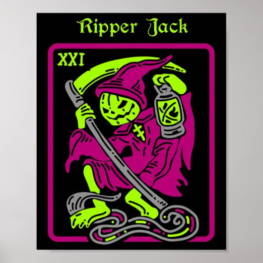 Ripper Jack Tarot Card Halloween Occult Decor Men  ポスター (正面)