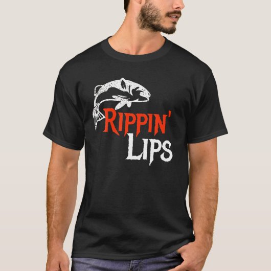 Rippin Lips Fishing Fisherman Angler Bass Walleye Tシャツ (正面)