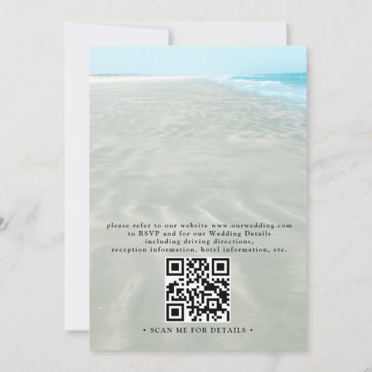 Rippled Sand Aqua Water Modern QR Code Wedding 招待状 (裏面)