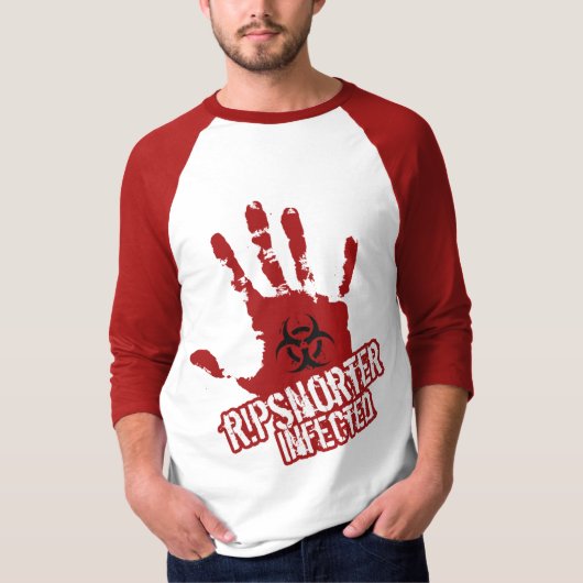 Ripsnorterは基本的な袖のRaglan 3/4感染させました Tシャツ (正面)