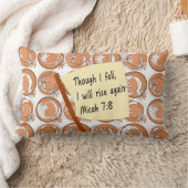 RISEアクセント円（背景）花茶色（白） ランバークッション (ブランケット)