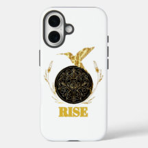 RISE ゴールドフェニックス モチベーショナル iPhone 16 ケース - 黒