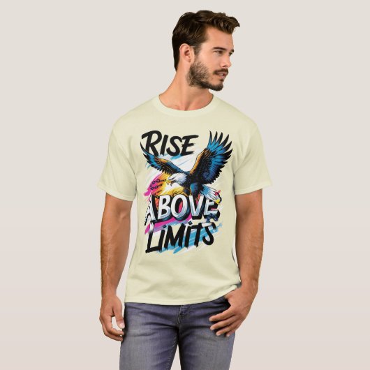Rise Above Limits | Bold Eagle Motivational Tシャツ (正面フル)