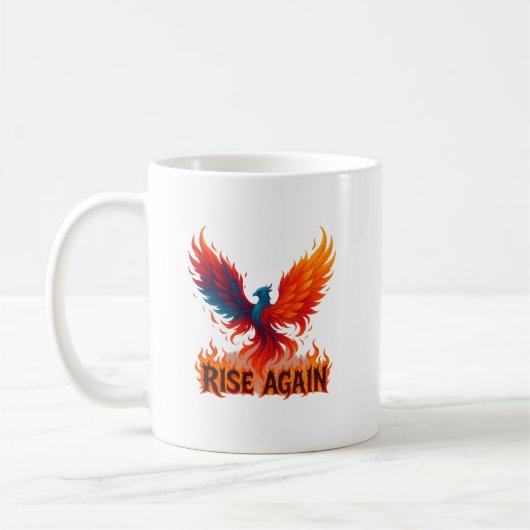 Rise Again Phoenix – Fire Rebirth Motivational コーヒーマグカップ (左)