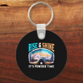Rise &amp; Shine Its Powder Time Sungles Skiing Sk キーホルダー (正面)