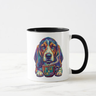 Rise and Grind Basset Hound Pop Art Coffee マグカップ