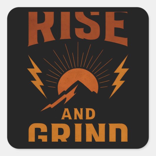 Rise and Grind – Early Morning Hustle Fitness スクエアシール (正面)
