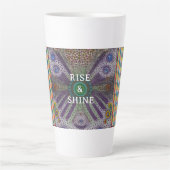“Rise and Shine – Abstract Rainbow Power Mug” カフェラテマグ (正面)