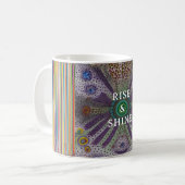 “Rise and Shine – Abstract Rainbow Power Mug” コーヒーマグカップ (正面左)