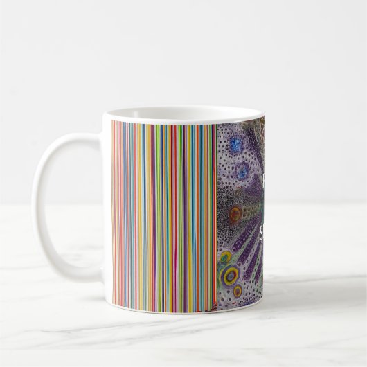 “Rise and Shine – Abstract Rainbow Power Mug” コーヒーマグカップ (左)