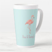 Rise & Flamingle Pink Flamingo – Light Blue  カフェラテマグ (右アングル)