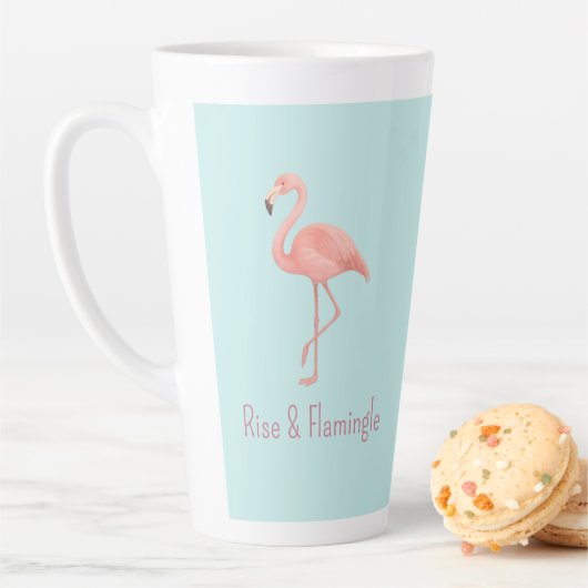 Rise & Flamingle Pink Flamingo – Light Blue  カフェラテマグ (インサイチュ)
