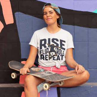 Rise Flip Roll Repeat スケートボード ストリートウェア Tシャツ