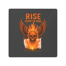 Rise From The Ashes – Flaming Skull with Fiery  メタルプリント