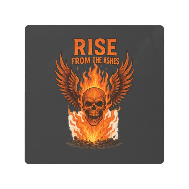 Rise From The Ashes – Flaming Skull with Fiery  メタルプリント (正面)