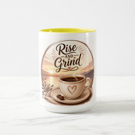 Rise & Grind おもしろ コーヒー好き  マグカップ (中央)