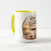 Rise & Grind おもしろ コーヒー好き  マグカップ (正面左)