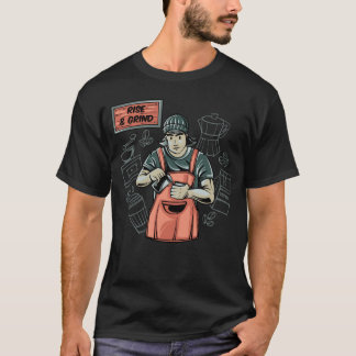 Rise & Grind Barista Coffee Quote Illustration T-S Tシャツ