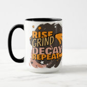 Rise Grind Decay Repeat – Funny Skull Halloween Co マグカップ (左)