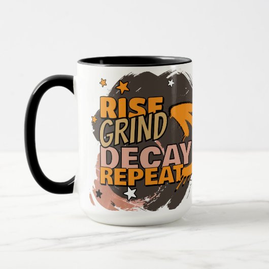 Rise Grind Decay Repeat – Funny Skull Halloween Co マグカップ (左)
