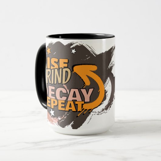 Rise Grind Decay Repeat – Funny Skull Halloween Co マグカップ (正面左)